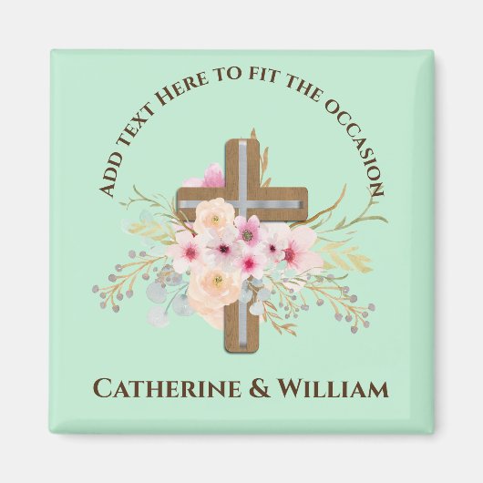 Aangepaste Baptisme communitybevestiging Floral Cr Magneet (Voorkant)