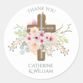 Aangepaste Baptisme communitybevestiging Floral Cr Ronde Sticker