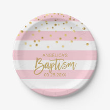 Aangepaste Baptisme GIRL roze Gold Stripes