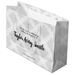 Aangepaste Baptisme Grey Gold Cross-Baby Groot Cadeauzakje