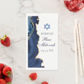Aangepaste Bar Mitswa-feest Navyblauw Goud Agate Servet (Insitu)