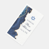 Aangepaste Bar Mitswa-feest Navyblauw Goud Agate Servet (Hoek)