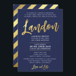 Aangepaste Bar Mitswa uitnodiging marineblauw   go<br><div class="desc">*** OPGELET - HET GLANZEND GOUDEN FOLIE EFFECT IS EEN GEPRINT AFBEELDING ***</div>