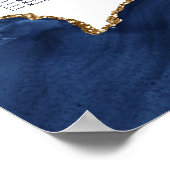 Aangepaste Bar Mitzvah Navy Blauw Gouden Zitkaart Poster (Hoek)