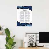 Aangepaste Bar Mitzvah Navy Blauw Gouden Zitkaart Poster (Thuiskantoor)