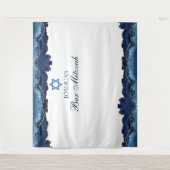 Aangepaste Bar Mitzvah Party Navy Blauw Fotocabine Wandkleed (Voorkant)