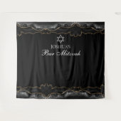 Aangepaste Bar Mitzvah Party Zwart Goud Fotocabine Wandkleed (Voorkant (horizontaal))