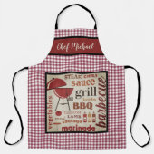 Aangepaste Barbecue Chef Red Gingham Check Schort (Voorkant)