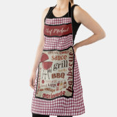 Aangepaste Barbecue Chef Red Gingham Check Schort (Insitu)