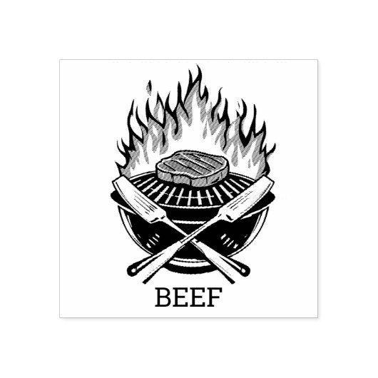 Aangepaste barbecue Rundvlees Trouwmaaltijd Keuze Rubberstempel (Afrduk)