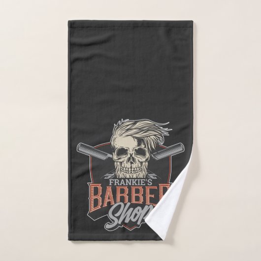Aangepaste Barber Shop Hipster Skull en Razors Bad Handdoek (Handdoek)