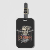 Aangepaste Barber Shop Hipster Skull en Razors Bagagelabel (Voorkant (verticaal))