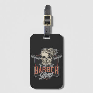 Aangepaste Barber Shop Hipster Skull en Razors Bagagelabel