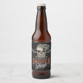 Aangepaste Barber Shop Hipster Skull en Razors Bier Etiket (Voorkant)