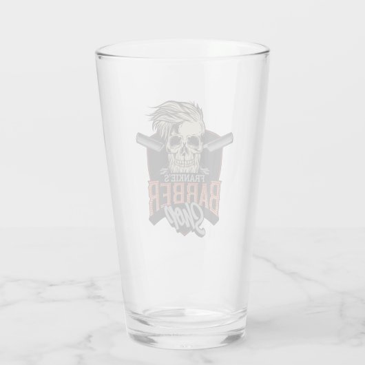 Aangepaste Barber Shop Hipster Skull en Razors Glas (Achterkant)
