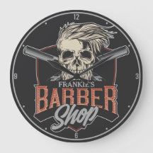 Aangepaste Barber Shop Hipster Skull en Razors