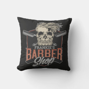 Aangepaste Barber Shop Hipster Skull en Razors Kussen