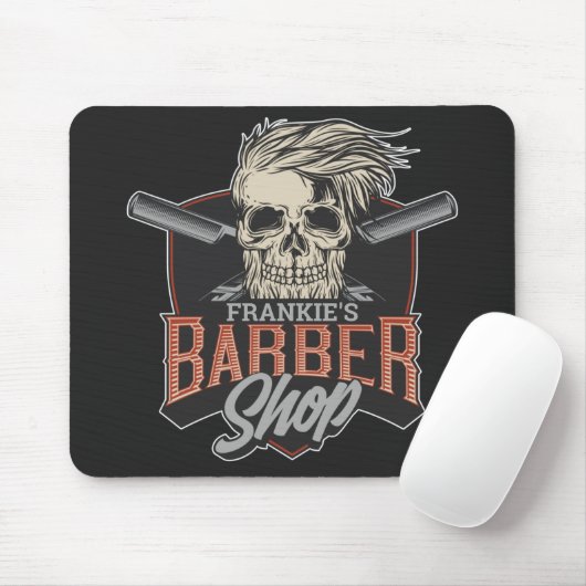 Aangepaste Barber Shop Hipster Skull en Razors Muismat (Met muis)