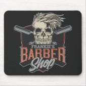 Aangepaste Barber Shop Hipster Skull en Razors Muismat (Voorkant)
