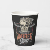 Aangepaste Barber Shop Hipster Skull en Razors Papieren Bekers (Voorkant)