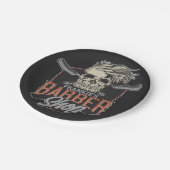 Aangepaste Barber Shop Hipster Skull en Razors Papieren Bordje (Gekanteld)