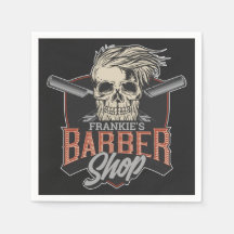 Aangepaste Barber Shop Hipster Skull en Razors