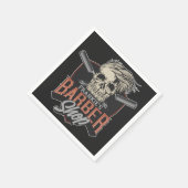 Aangepaste Barber Shop Hipster Skull en Razors Servet (Hoek)