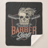 Aangepaste Barber Shop Hipster Skull en Razors Sherpa Deken (Voorkant)