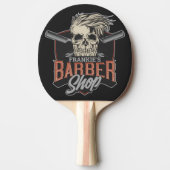 Aangepaste Barber Shop Hipster Skull en Razors Tafeltennisbatje (Voorkant)
