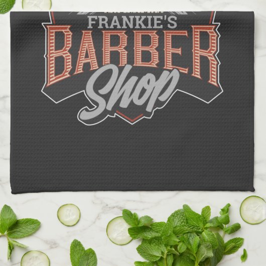 Aangepaste Barber Shop Hipster Skull en Razors Theedoek (Gevouwen)