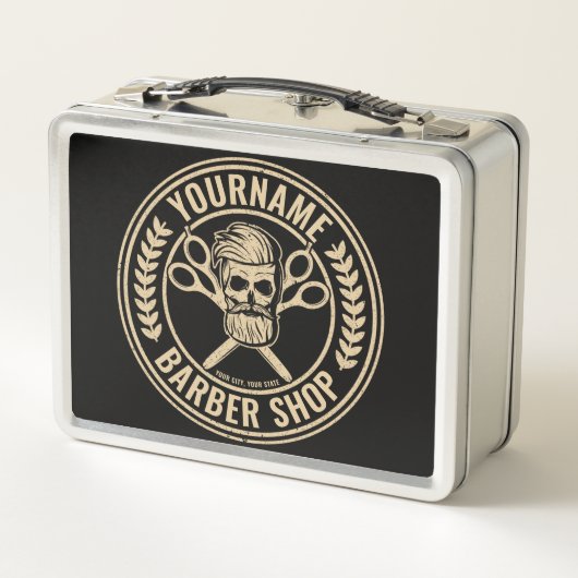 Aangepaste Barber Shop Skull Rockabilly Salon (Achterkant)