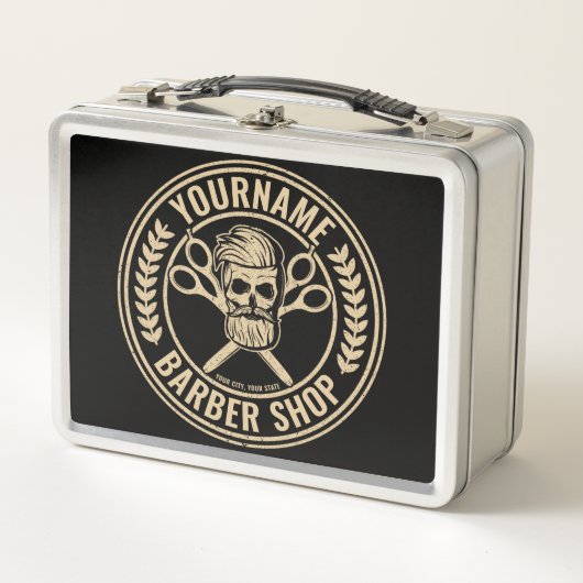 Aangepaste Barber Shop Skull Rockabilly Salon (Voorkant)