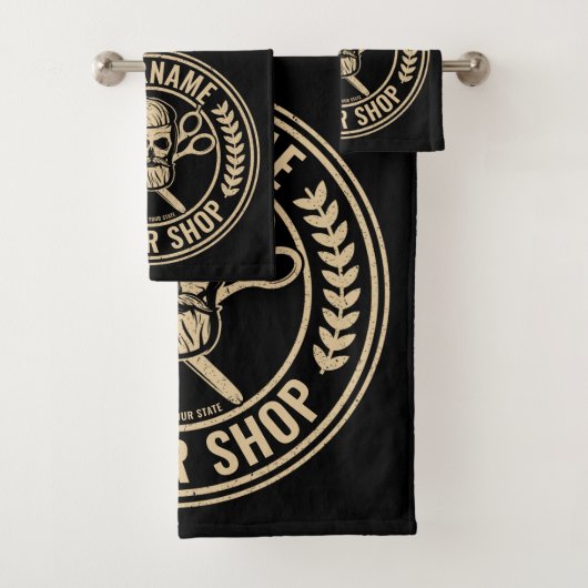 Aangepaste Barber Shop Skull Rockabilly Salon Bad Handdoek (Insitu)