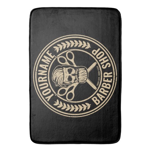 Aangepaste Barber Shop Skull Rockabilly Salon Badmat (Voorkant Verticaal)