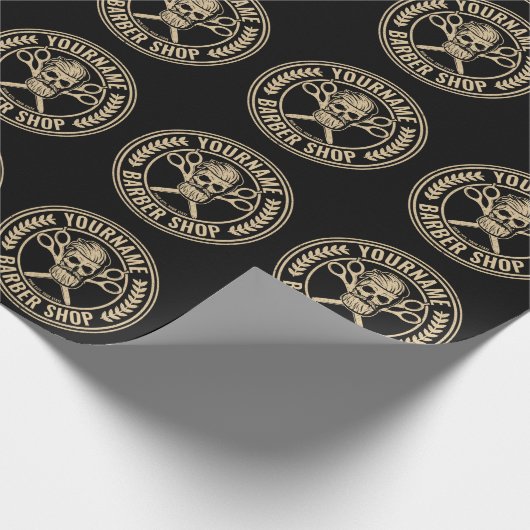 Aangepaste Barber Shop Skull Rockabilly Salon Cadeaupapier (Hoek)