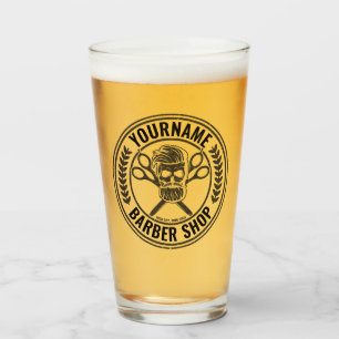 Aangepaste Barber Shop Skull Rockabilly Salon Glas