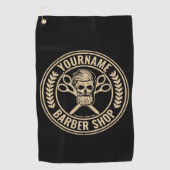 Aangepaste Barber Shop Skull Rockabilly Salon Golfhanddoek (Voorkant)