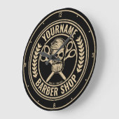 Aangepaste Barber Shop Skull Rockabilly Salon Grote Klok (Hoek)