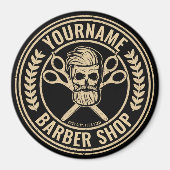 Aangepaste Barber Shop Skull Rockabilly Salon Magneet (Voorkant)