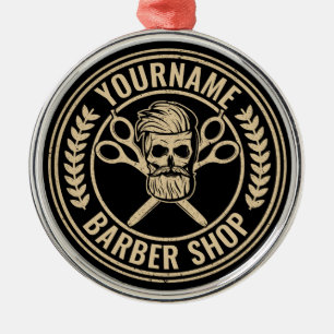 Aangepaste Barber Shop Skull Rockabilly Salon Metalen Ornament