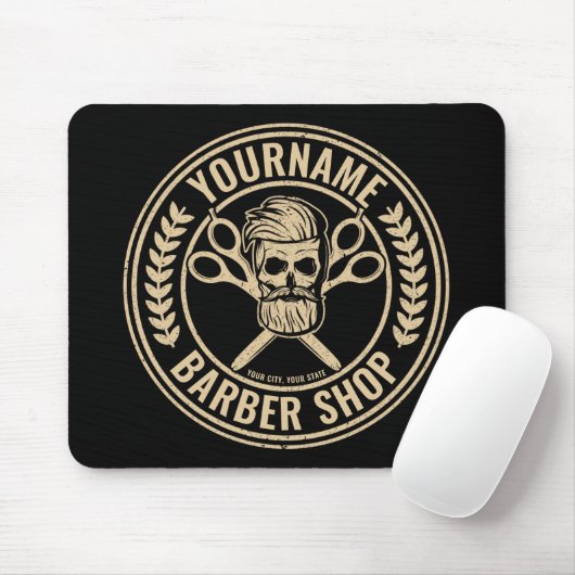 Aangepaste Barber Shop Skull Rockabilly Salon Muismat (Met muis)