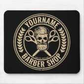 Aangepaste Barber Shop Skull Rockabilly Salon Muismat (Voorkant)