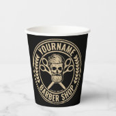 Aangepaste Barber Shop Skull Rockabilly Salon Papieren Bekers (Voorkant)
