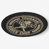 Aangepaste Barber Shop Skull Rockabilly Salon Papieren Bordje (Gekanteld)