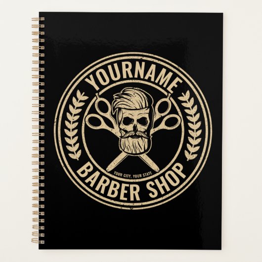 Aangepaste Barber Shop Skull Rockabilly Salon Planner (Voorkant)