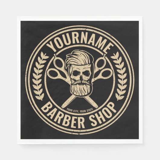 Aangepaste Barber Shop Skull Rockabilly Salon Servet (Voorkant)