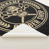 Aangepaste Barber Shop Skull Rockabilly Salon Sherpa Deken (3/4)