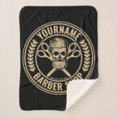 Aangepaste Barber Shop Skull Rockabilly Salon Sherpa Deken (Voorkant)