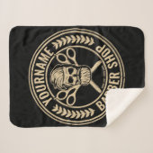 Aangepaste Barber Shop Skull Rockabilly Salon Sherpa Deken (Voorkant (horizontaal))