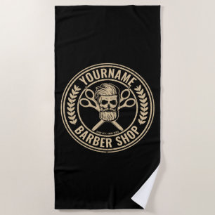 Aangepaste Barber Shop Skull Rockabilly Salon Strandlaken